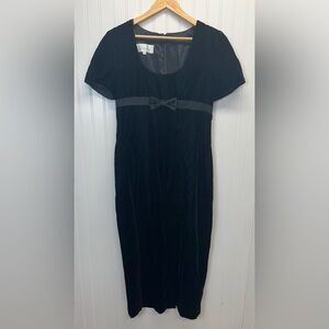 Vintage Santa Fe Velvet Maxi Dress Front Slit Bow Detail Sz 8‎